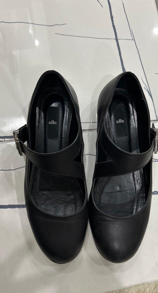 Siyah Tokalı Blok Topuklu Kadın Babet - Görsel 5