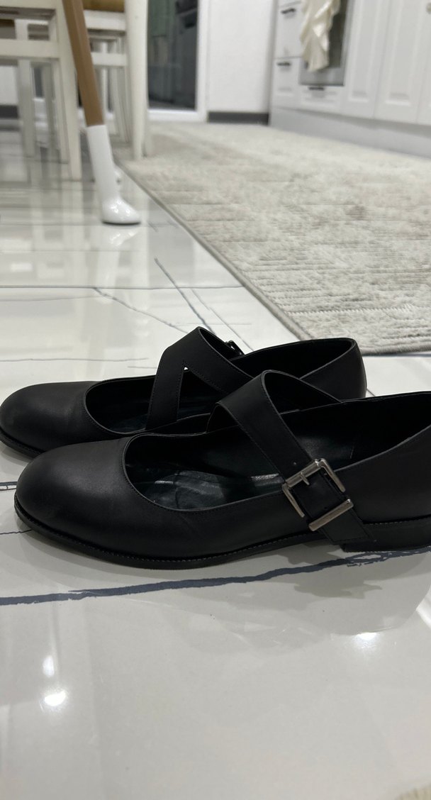 Siyah Tokalı Blok Topuklu Kadın Babet - Görsel 4