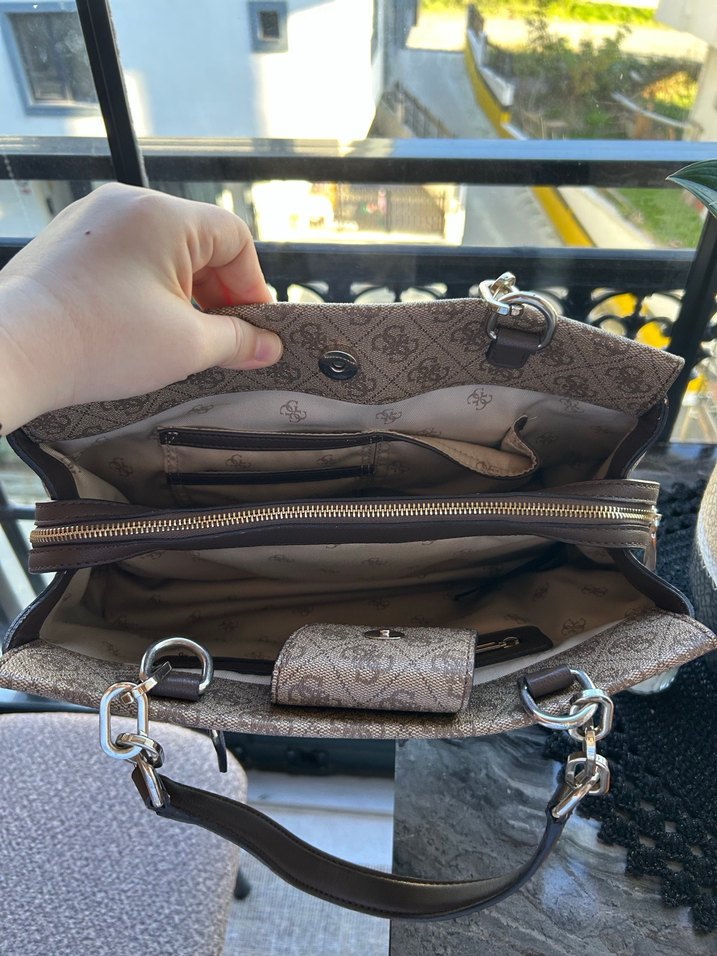 Guess Baskılı Deri Kadın Çanta - Görsel 4