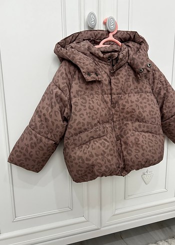 Kahverengi Leopar Desenli Peluş Kız Mont - Görsel 4