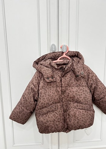 Kahverengi Leopar Desenli Peluş Kız Mont - Görsel 2