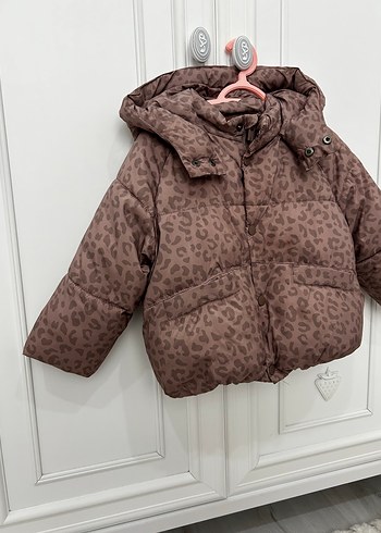 Kahverengi Leopar Desenli Peluş Kız Mont - Görsel 3