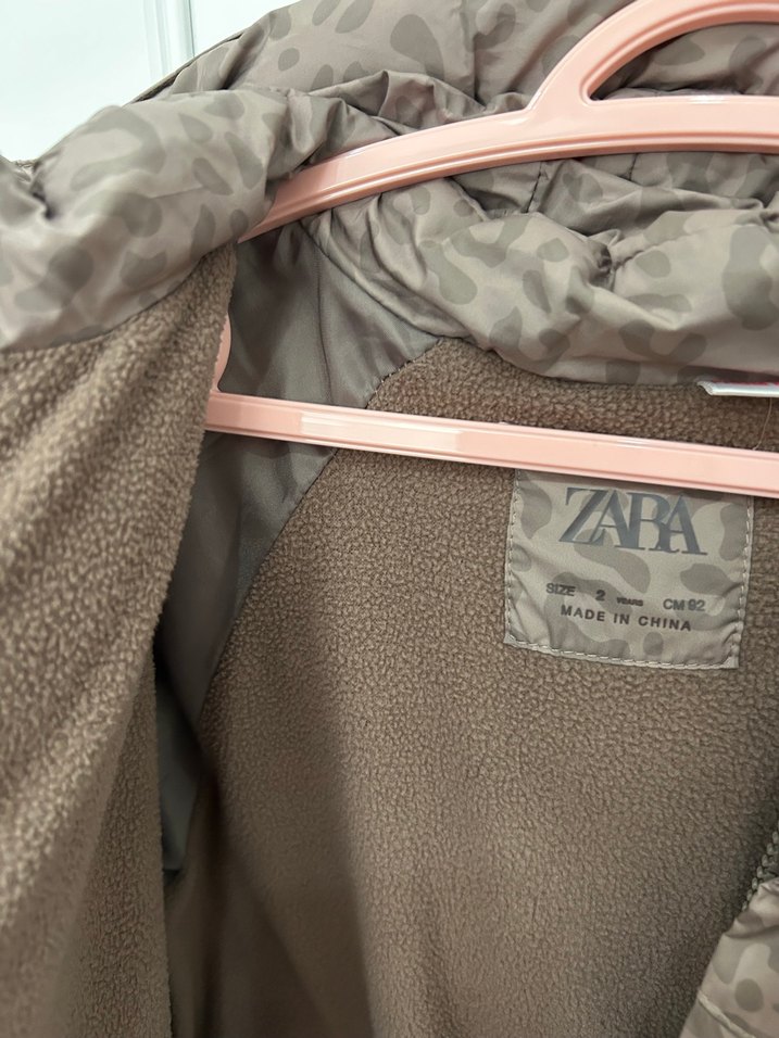 Kahverengi Leopar Desenli Peluş Kız Mont - Görsel 5