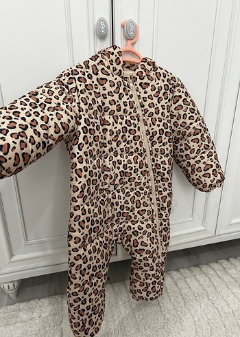 Kız Bebek Leopar Desenli Tulum mont - Görsel 2