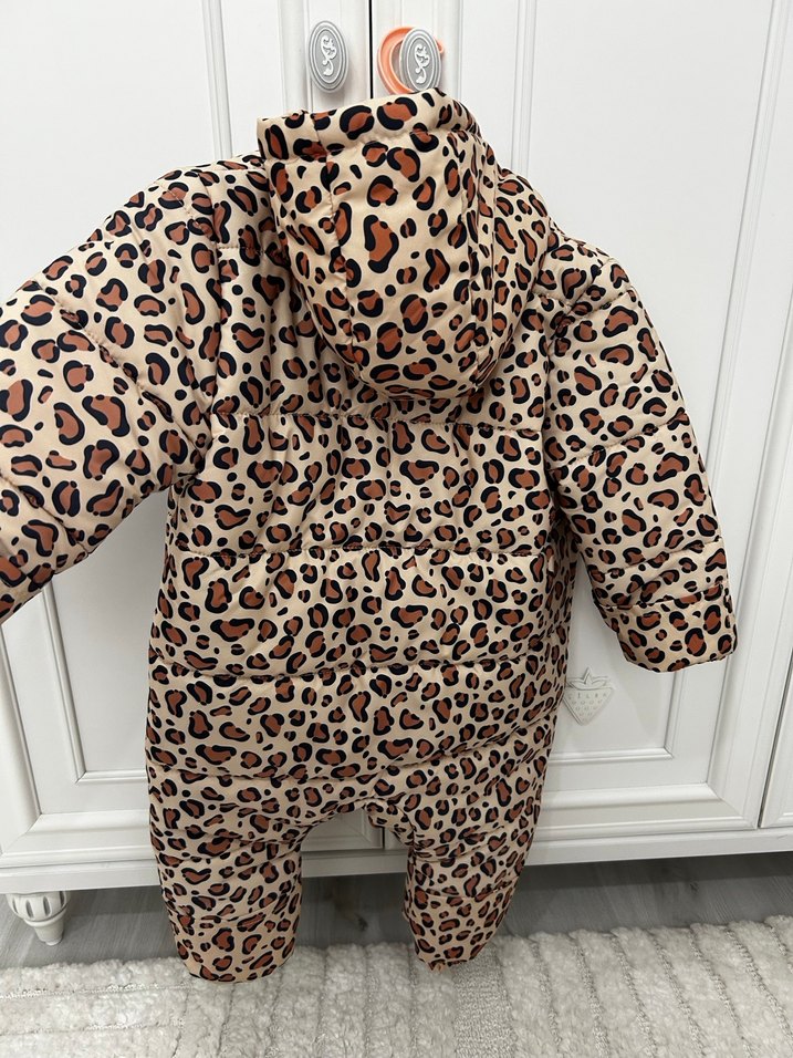 Kız Bebek Leopar Desenli Tulum mont - Görsel 5