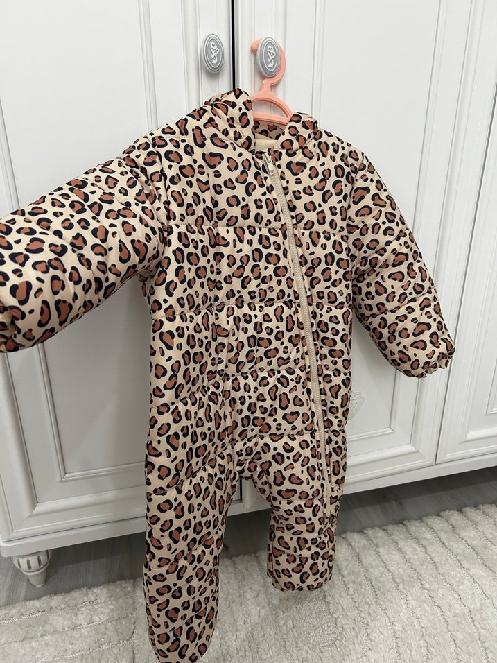 Kız Bebek Leopar Desenli Tulum mont - Görsel 2