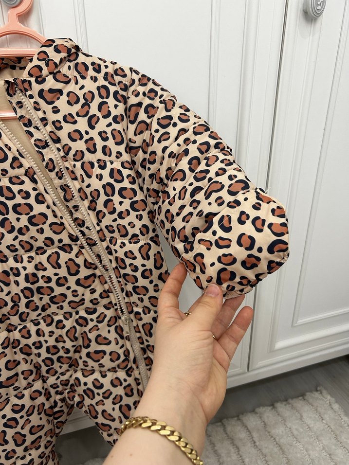 Kız Bebek Leopar Desenli Tulum mont - Görsel 4