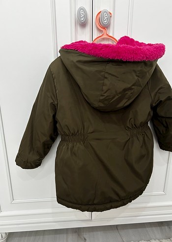 Kız Çocuk haki Kapüşonlu Mont - Görsel 6