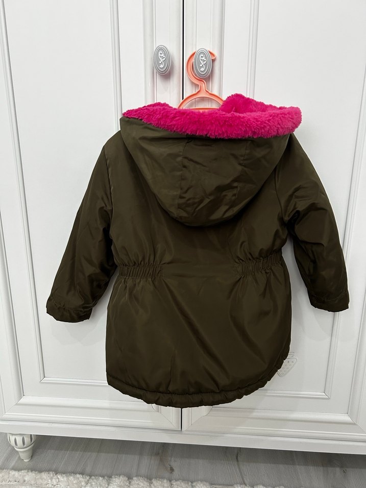 Kız Çocuk haki Kapüşonlu Mont - Görsel 5