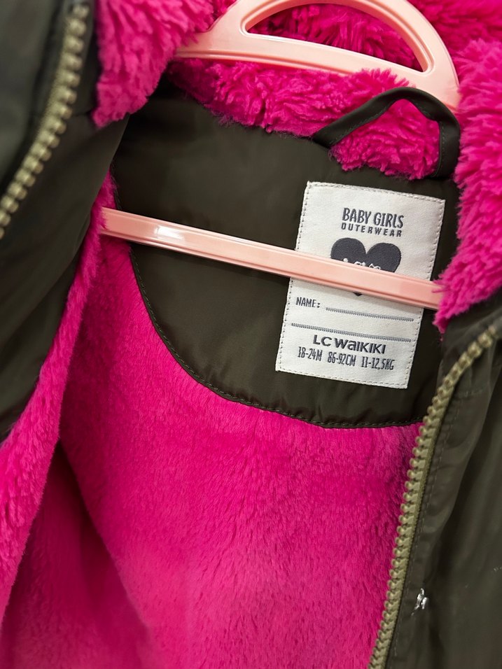 Kız Çocuk haki Kapüşonlu Mont - Görsel 4