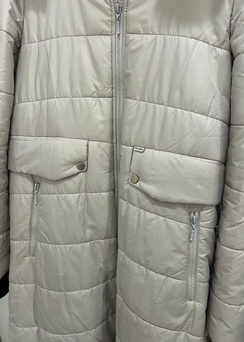 Gri Midi Kadın Kışlık Kürklü Mont - Görsel 3