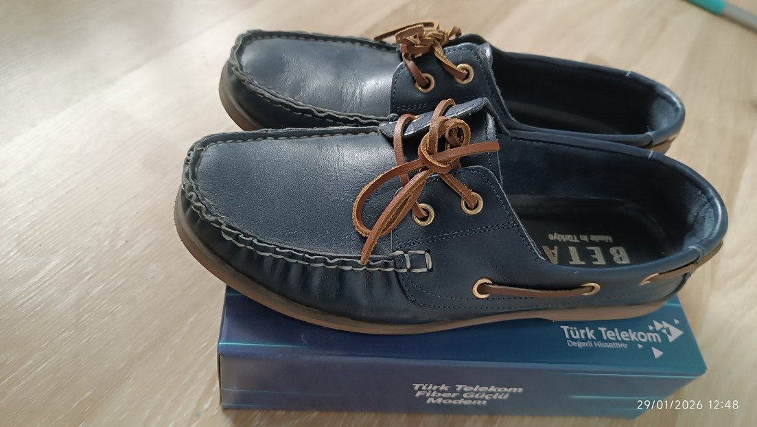 Mavi Deri Erkek Günlük Dolgu Topuk Ayakkabı - Görsel 2