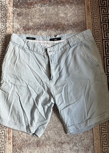 Mavi Beyaz Çizgili Pamuklu Erkek Mini Şort