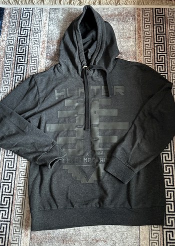 Gri Kapüşonlu Uzun Kollu Erkek Sweatshirt