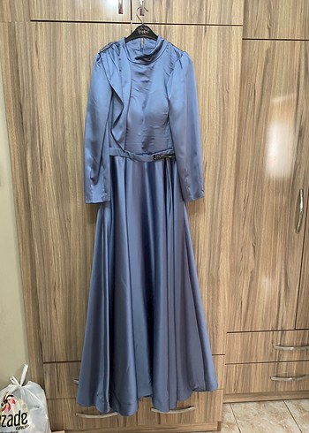 40 Beden İndigo saten abiye