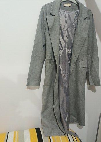 trençkot gri pamuklu kumaş - Görsel 2