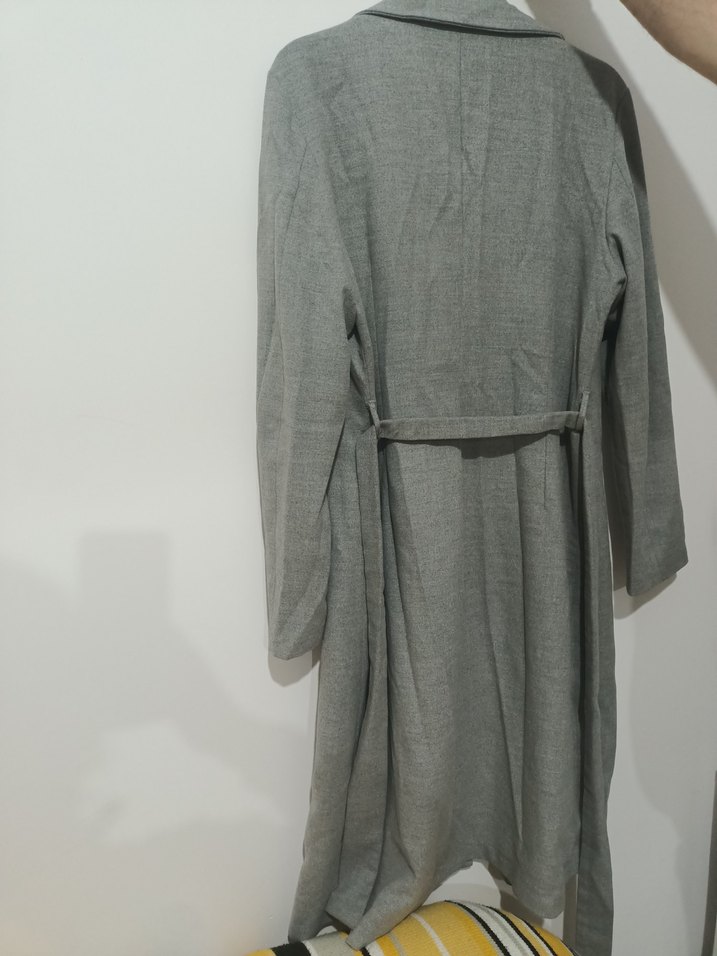 trençkot gri pamuklu kumaş - Görsel 3