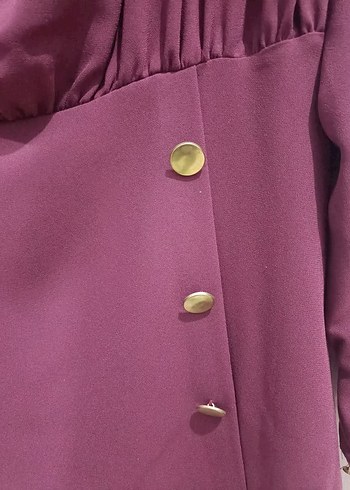 Düğmeli Mürdüm tesettür ikili takım - Görsel 3