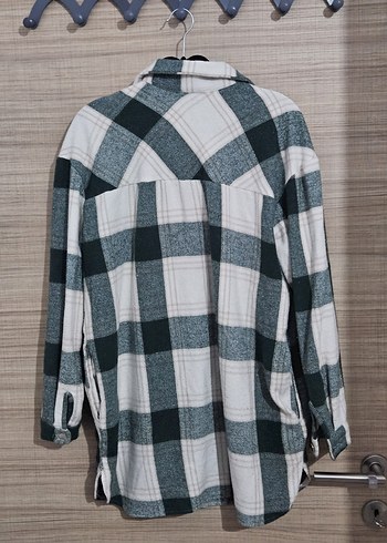 Gri Ekose Desenli Uzun Kollu Kadın Gömlek - Görsel 2