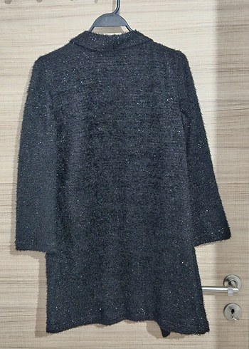 Gri Uzun Örgü Kadın Kaban - Görsel 2