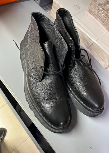 Siyah Erkek deri bot orijinal inci - Görsel 3