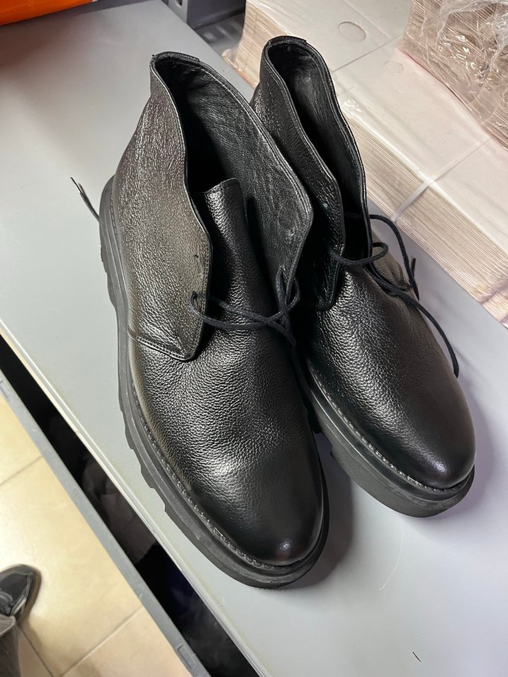 Siyah Erkek deri bot orijinal inci - Görsel 3