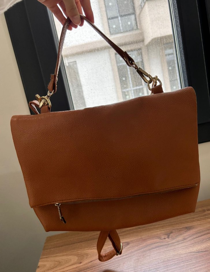 Kahverengi Deri Kadın Çanta - Görsel 5