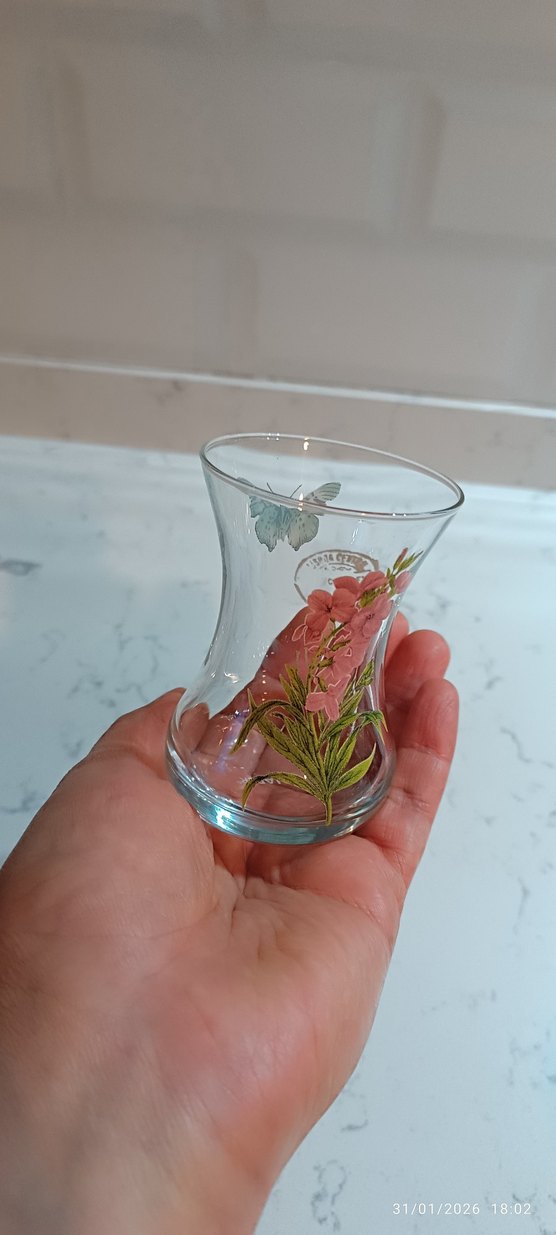 Çiçek Desenli 6'lı İnce Belli Çay Seti - Görsel 4