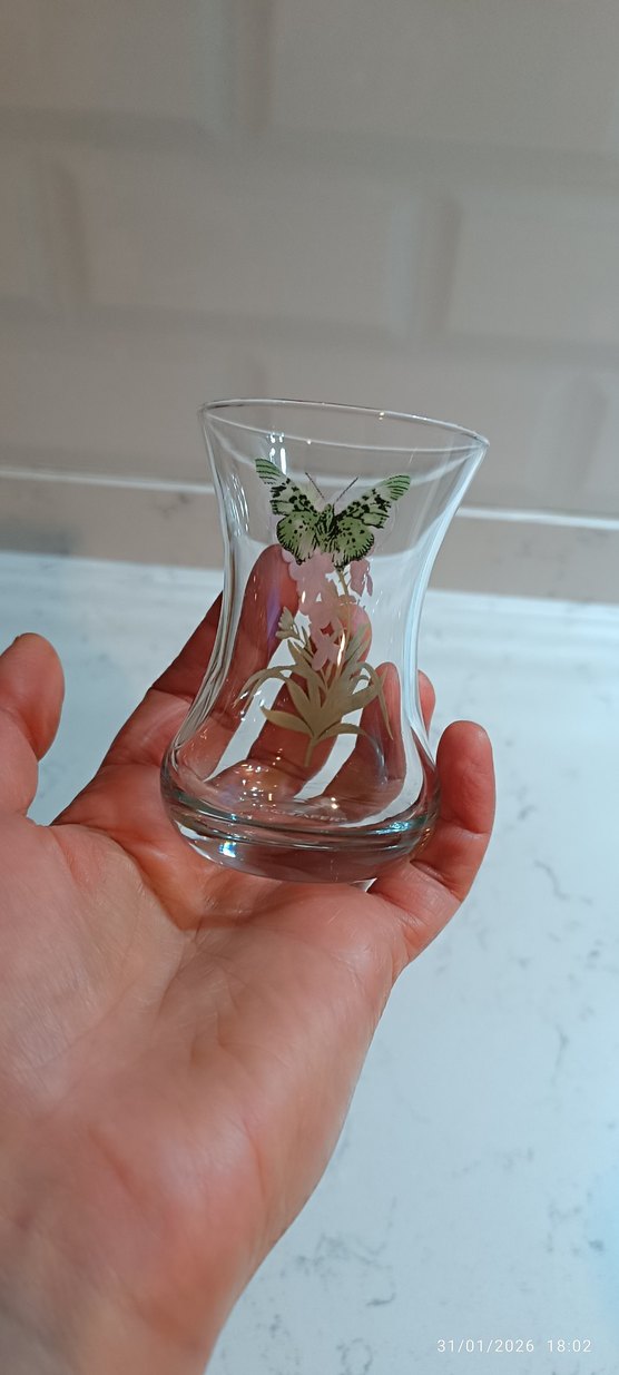 Çiçek Desenli 6'lı İnce Belli Çay Seti - Görsel 3