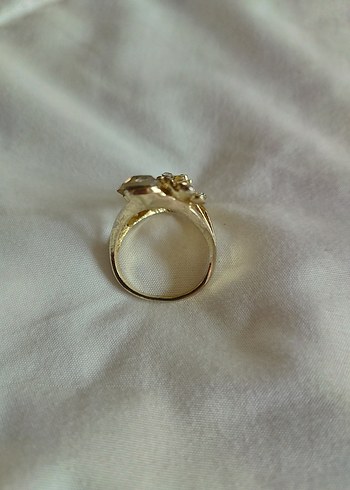 Altın Renkli Çiçekli Payetli Kadın Yüzük - Görsel 3