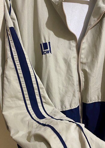 xxl Beden Mavi Bej Fermuarlı Vintage ceket