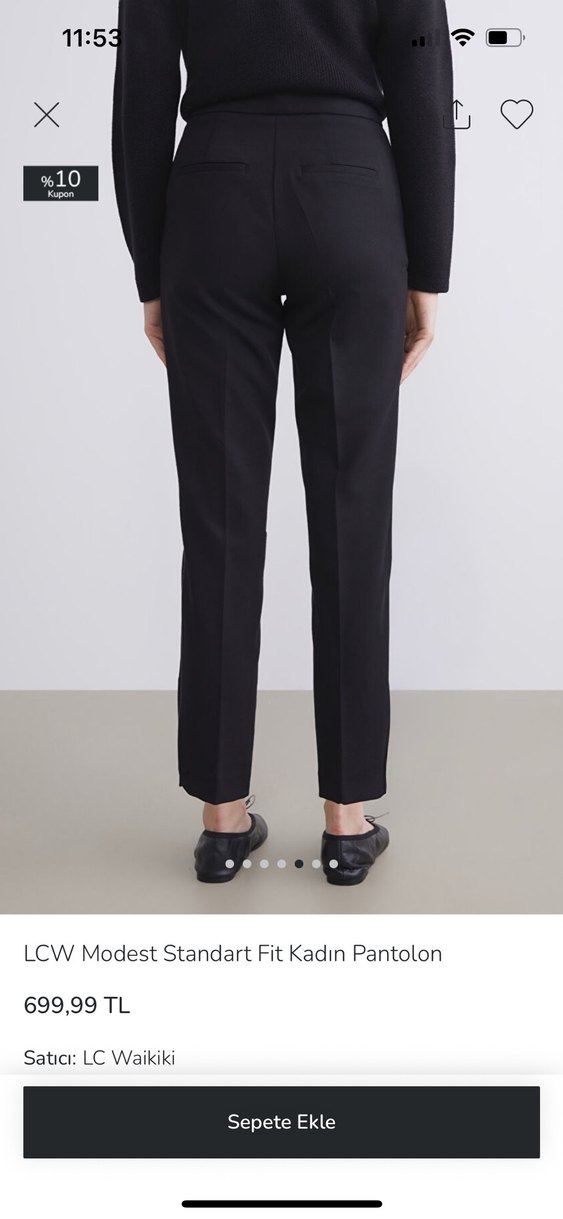 LCW Modest Standart Fit Kadın Siyah Pantolon - Görsel 3