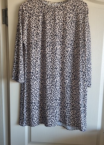 Diğer Zebra Desenli Uzun Kollu Mini Tunik Elbise