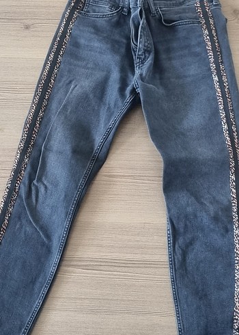 ipekyol Fume Renk Kenarlari Leopar Desenli Kadin Kot Pantolon