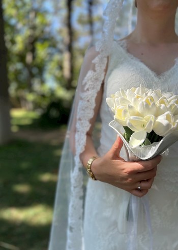 38 Beden beyaz Renk Özel Dikim Fransız Dantel Beyaz Balık Gelinlik
