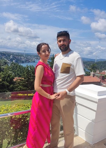 Trendyol & Milla Pembe Drapeli Uzun Bohem Straplez Elbise