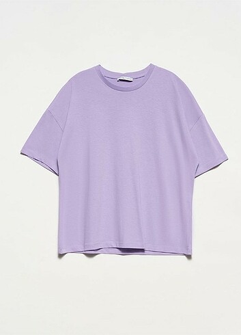 DİLVİN Bisiklet Yaka Basic T-Shirt Lila