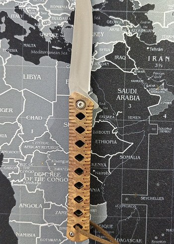 Bej Renkli Ahşap Saplı Katlanır Bıçak - Görsel 2