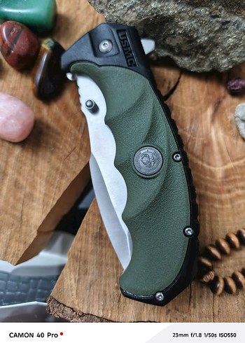 Koyu Haki Saplı Katlanır Bıçak - Görsel 5