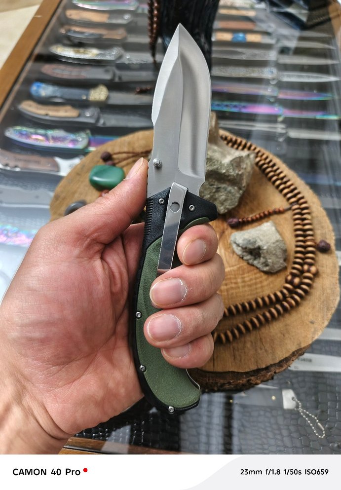 Koyu Haki Saplı Katlanır Bıçak - Görsel 3