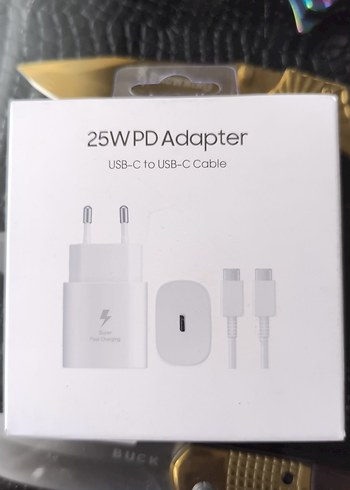 25W PD Adaptör ve USB-C Kablosu Beyaz Samsung uyumlu