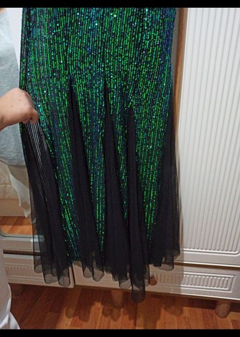 Payetli Mini Kolsuz Kadın Elbise - Görsel 5