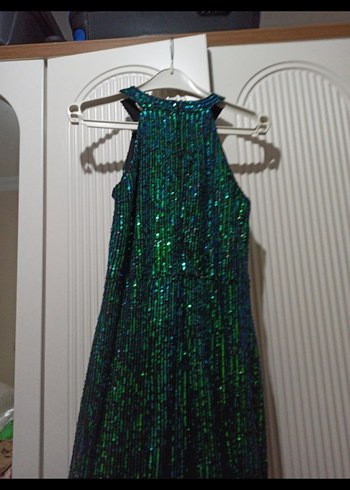 Payetli Mini Kolsuz Kadın Elbise - Görsel 3