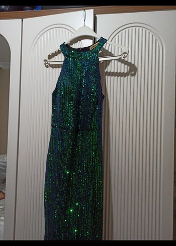 Payetli Mini Kolsuz Kadın Elbise - Görsel 2