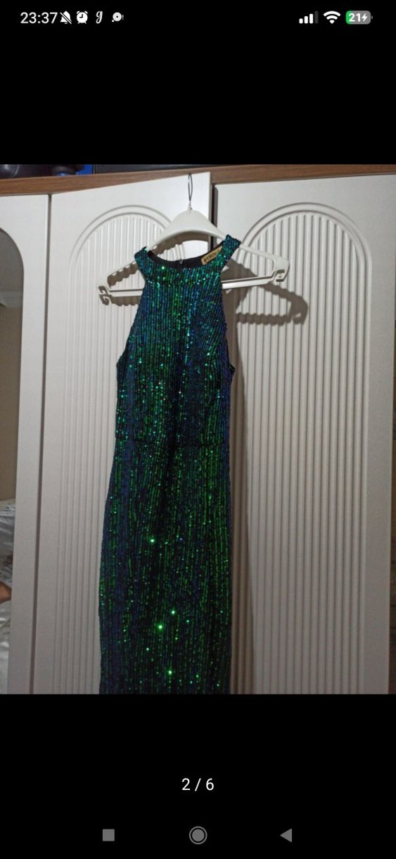 Payetli Mini Kolsuz Kadın Elbise - Görsel 2