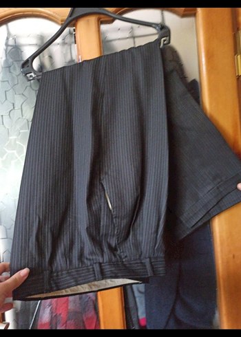 Siyah gri çizgili Düğmeli Erkek Takım Elbise - Görsel 8