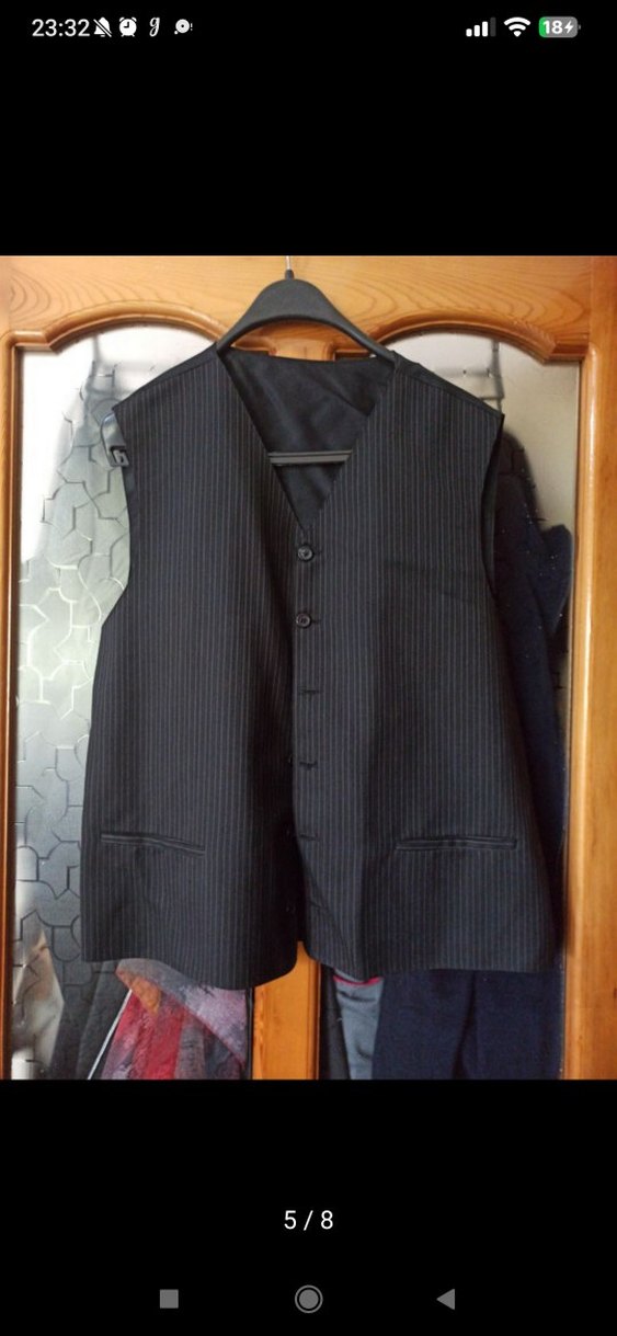 Siyah gri çizgili Düğmeli Erkek Takım Elbise - Görsel 5