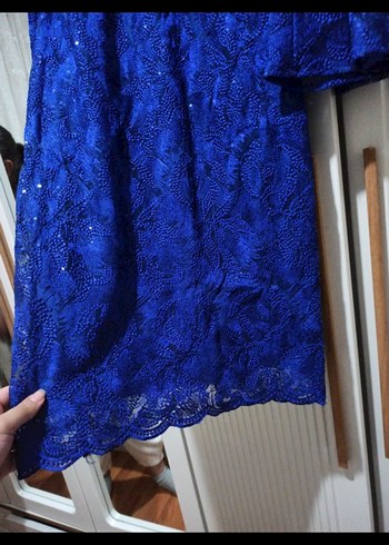 Dantel Detaylı Lacivert Midi Elbise - Görsel 3