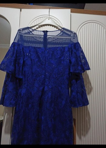 Dantel Detaylı Lacivert Midi Elbise - Görsel 4