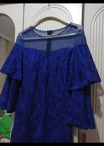 Dantel Detaylı Lacivert Midi Elbise - Görsel 2